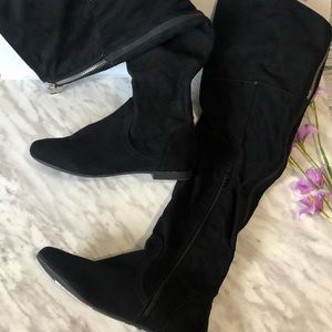 NWT Black Knee Length Faux Suede Boots